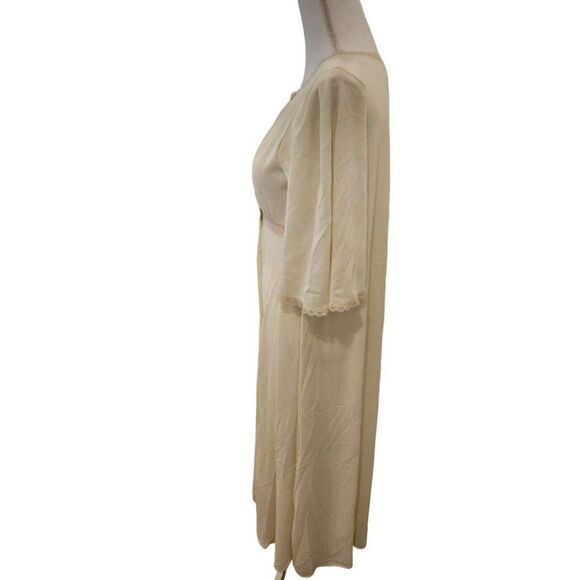 Vintage 60s Miss Elaine Light Mint Green Nylon Button Up Peignoir Robe S - Picture 3 of 6